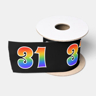 Ruban En Satin Fun, Rainbow Motif "31" Numéro d'événement (noir)
