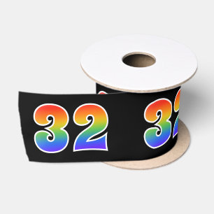 Ruban En Satin Fun, Rainbow Motif "32" Numéro d'événement (noi