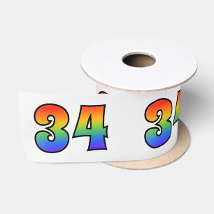 Ruban En Satin Fun, Rainbow Motif "34" Numéro d'événement (Grey)