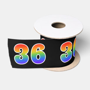 Ruban En Satin Fun, Rainbow Motif "36" Numéro d'événement (noir)