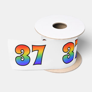 Ruban En Satin Fun, Rainbow Motif "37" Numéro d'événement (Grey)