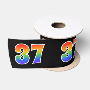Ruban En Satin Fun, Rainbow Motif "37" Numéro d'événement (noir)