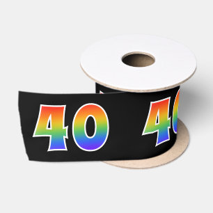 Ruban En Satin Fun, Rainbow Motif "40" Numéro d'événement (noir)