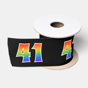 Ruban En Satin Fun, Rainbow Motif "41" Numéro d'événement (noir)
