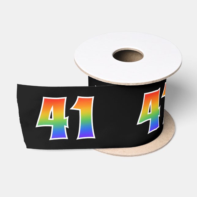 Ruban En Satin Fun, Rainbow Motif "41" Numéro d'événement (noir) (Bobine)