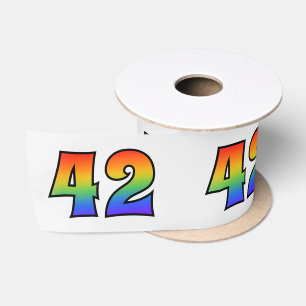 Ruban En Satin Fun, Rainbow Motif "42" Numéro d'événement (Grey)
