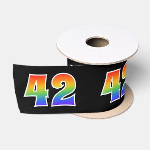 Ruban En Satin Fun, Rainbow Motif "42" Numéro d'événement (noir)
