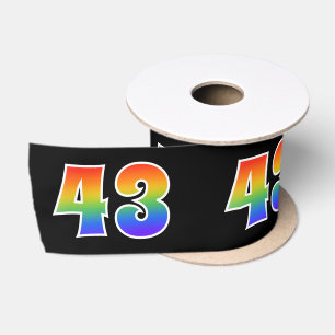 Ruban En Satin Fun, Rainbow Motif "43" Numéro d'événement (noir)