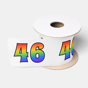 Ruban En Satin Fun, Rainbow Motif "46" Numéro d'événement (Grey)