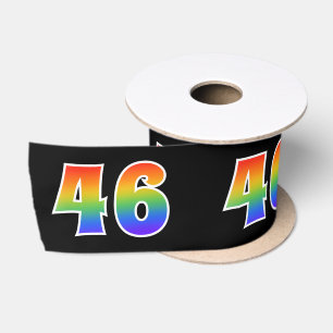 Ruban En Satin Fun, Rainbow Motif "46" Numéro d'événement (noir)