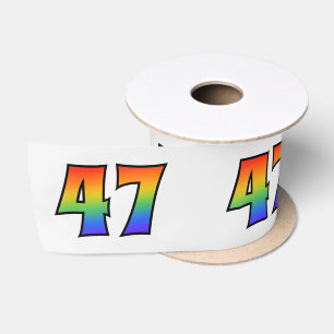 Ruban En Satin Fun, Rainbow Motif "47" Numéro d'événement (Grey)