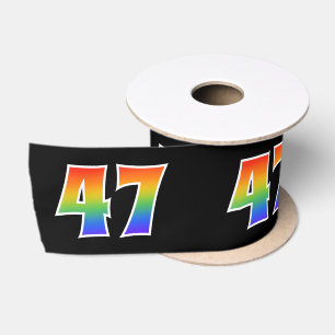 Ruban En Satin Fun, Rainbow Motif "47" Numéro d'événement (noir)