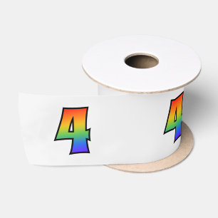 Ruban En Satin Fun, Rainbow Motif "4" Numéro d'événement (Grey)