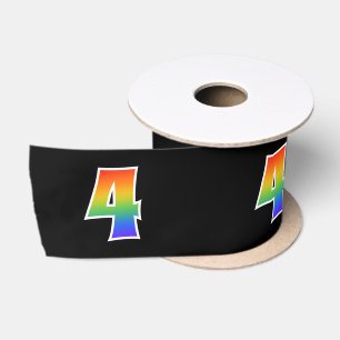 Ruban En Satin Fun, Rainbow Motif "4" Numéro d'événement (noir)