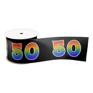 Ruban En Satin Fun, Rainbow Motif "50" Numéro d'événement (noir)