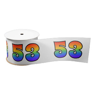 Ruban En Satin Fun, Rainbow Motif "53" Numéro d'événement (Grey)