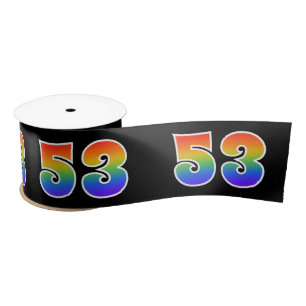 Ruban En Satin Fun, Rainbow Motif "53" Numéro d'événement (noir)