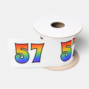 Ruban En Satin Fun, Rainbow Motif "57" Numéro d'événement (Grey)