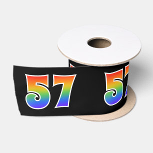 Ruban En Satin Fun, Rainbow Motif "57" Numéro d'événement (noir)