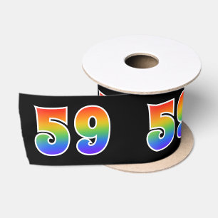 Ruban En Satin Fun, Rainbow Motif "59" Numéro d'événement (noir)