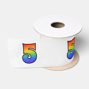 Ruban En Satin Fun, Rainbow Motif "5" Numéro d'événement (Grey