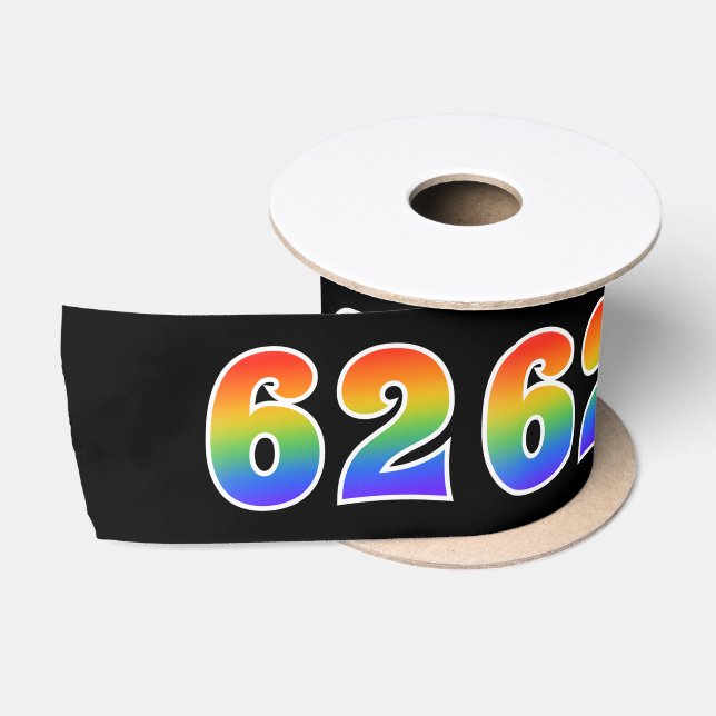 Ruban En Satin Fun, Rainbow Motif "62" Numéro d'événement (noir) (Bobine)