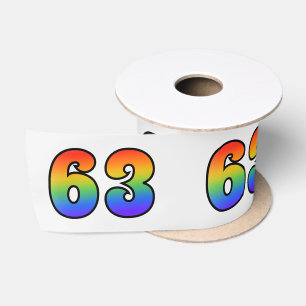 Ruban En Satin Fun, Rainbow Motif "63" Numéro d'événement (Grey)