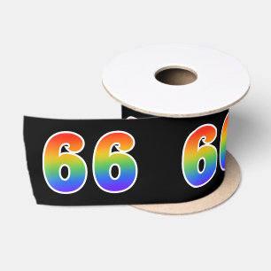 Ruban En Satin Fun, Rainbow Motif "66" Numéro d'événement (noir)