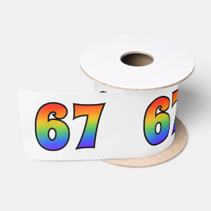 Ruban En Satin Fun, Rainbow Motif "67" Numéro d'événement (Grey)
