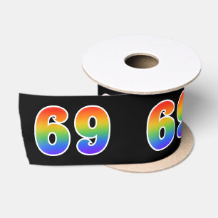 Ruban En Satin Fun, Rainbow Motif "69" Numéro d'événement (noir)