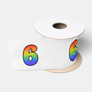 Ruban En Satin Fun, Rainbow Motif "6" Numéro d'événement (Gris)