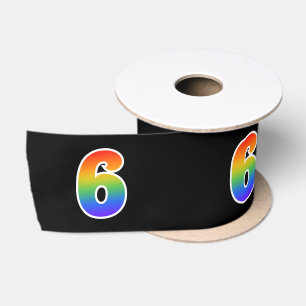 Ruban En Satin Fun, Rainbow Motif "6" Numéro d'événement (noir)