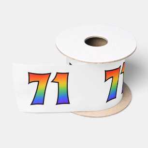 Ruban En Satin Fun, Rainbow Motif "71" Numéro d'événement (Grey)