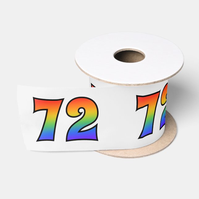Ruban En Satin Fun, Rainbow Motif "72" Numéro d'événement (Grey) (Bobine)