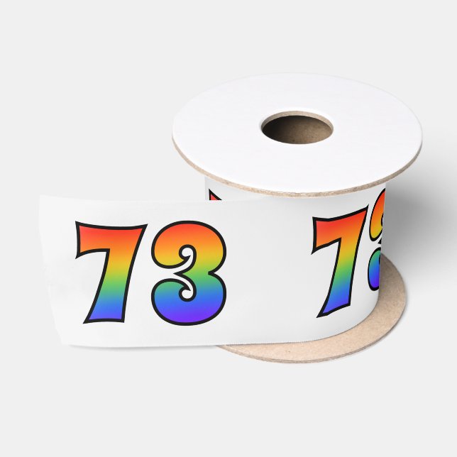 Ruban En Satin Fun, Rainbow Motif "73" Numéro d'événement (Grey) (Bobine)