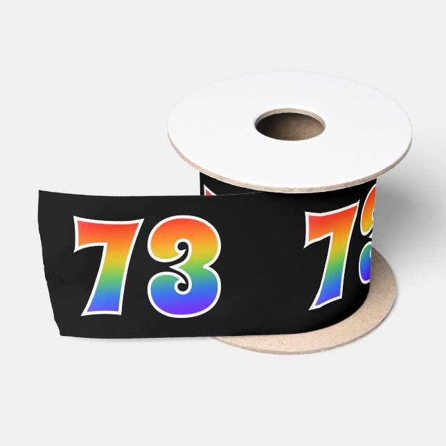 Ruban En Satin Fun, Rainbow Motif "73" Numéro d'événement (noir) (Bobine)