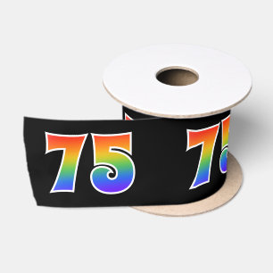 Ruban En Satin Fun, Rainbow Motif "75" Numéro d'événement (noir)