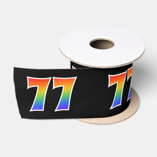 Ruban En Satin Fun, Rainbow Motif "77" Numéro d'événement (noir)