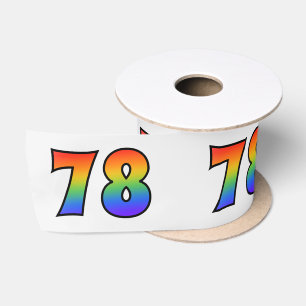 Ruban En Satin Fun, Rainbow Motif "78" Numéro d'événement (Grey)