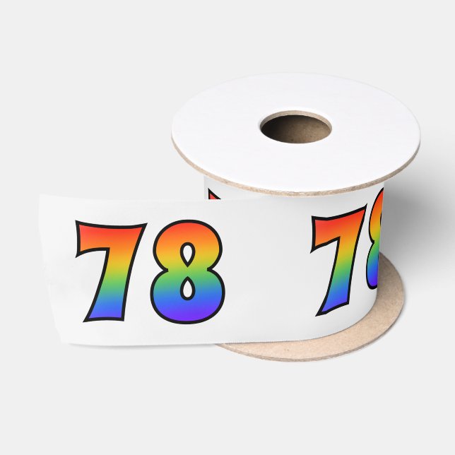 Ruban En Satin Fun, Rainbow Motif "78" Numéro d'événement (Grey) (Bobine)