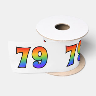 Ruban En Satin Fun, Rainbow Motif "79" Numéro d'événement (Grey)