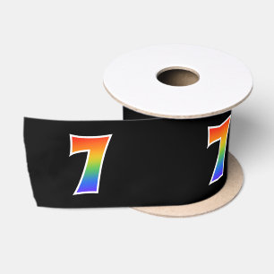 Ruban En Satin Fun, Rainbow Motif "7" Numéro d'événement (noir)