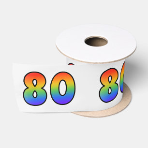 Ruban En Satin Fun, Rainbow Motif "80" Numéro d'événement (Grey)