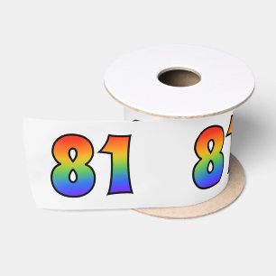 Ruban En Satin Fun, Rainbow Motif "81" Numéro d'événement (Grey)
