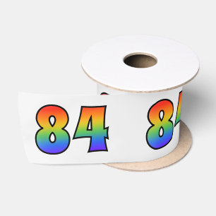 Ruban En Satin Fun, Rainbow Motif "84" Numéro d'événement (Grey)