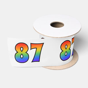 Ruban En Satin Fun, Rainbow Motif "87" Numéro d'événement (Grey)