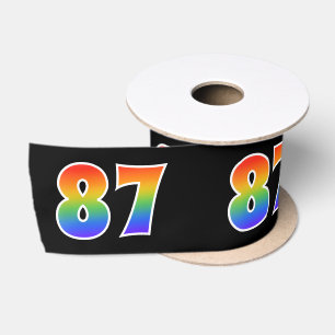 Ruban En Satin Fun, Rainbow Motif "87" Numéro d'événement (noir)