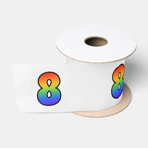 Ruban En Satin Fun, Rainbow Motif "8" Numéro d'événement (Grey)
