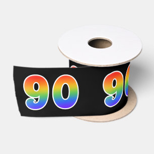 Ruban En Satin Fun, Rainbow Motif "90" Numéro d'événement (noir)