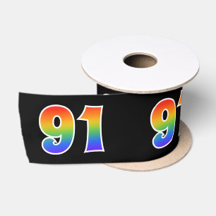 Ruban En Satin Fun, Rainbow Motif "91" Numéro d'événement (noir)